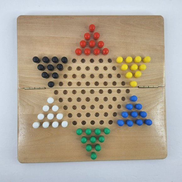 Cardinal Chinese Checkers Game Folding Solid Wood Board Metal Case Holder 1841 - Picture 2 of 7